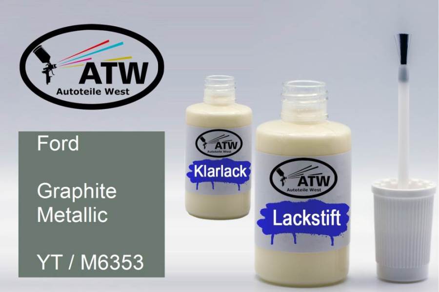 Ford, Graphite Metallic, YT / M6353: 20ml Lackstift + 20ml Klarlack - Set, von ATW Autoteile West.